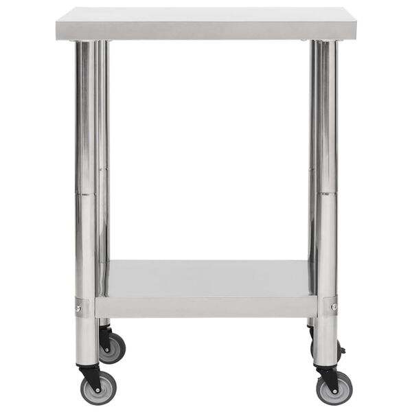 vidaXL Kitchen Work Table with Wheels 80x30x85 cm Stainless Steel