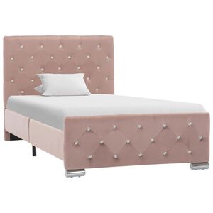 vidaXL Bed Frame without Mattress Pink Velvet 90x200cm