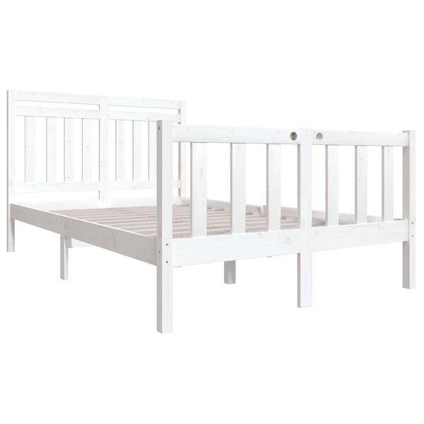 vidaXL Bed Frame without Mattress White Double Solid Wood