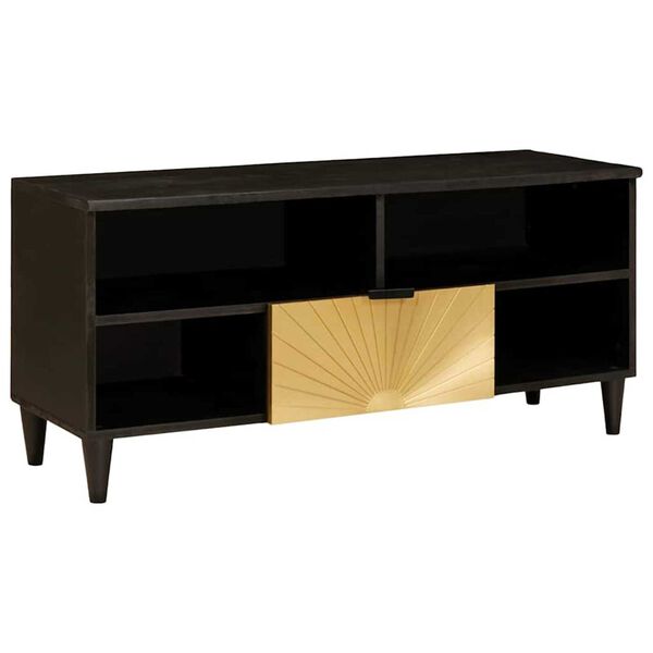 vidaXL TV Cabinet Black and Gold 100 x 33 x 46 cm Engineered wood