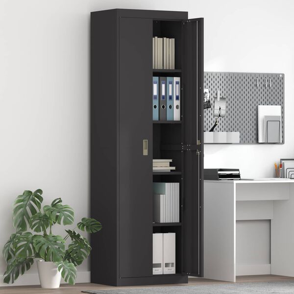 vidaXL Storage Cabinet 2 pcs Black 60 x 40 x200 cm Steel