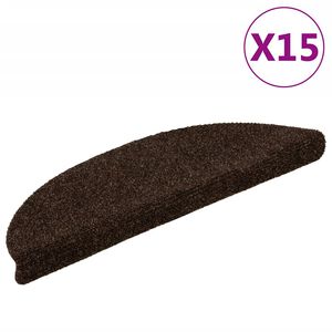 vidaXL Stair Mats Self-adhesive 15 pcs 56x17x3 cm Brown Half Round