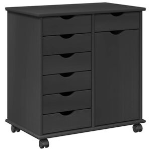 vidaXL Rolling Cabinet 63.5 x 39 x 65.5 cm Solid Pine Wood Grey