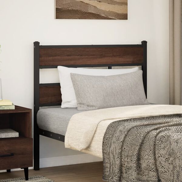 vidaXL Headboard Brown Oak 75 cm Steel and Engineered Wood