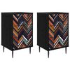 vidaXL Bedside Cabinet OMMEN 2 pcs Black Oak 36 x 33 x 61 cm