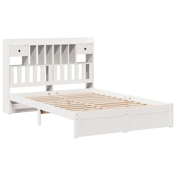 vidaXL Bookcase Bed without Mattress White 140x190cm Solid Wood Pine