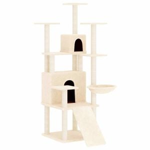vidaXL Cat Tree with Sisal Scratching Posts Cream 154 cm
