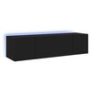 vidaXL TV Wall Cabinets with LED Lights 2 pcs Black 60x35x31 cm