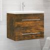 vidaXL Sink Cabinet with Built-in Basin Smoked Oak Engineered Wood