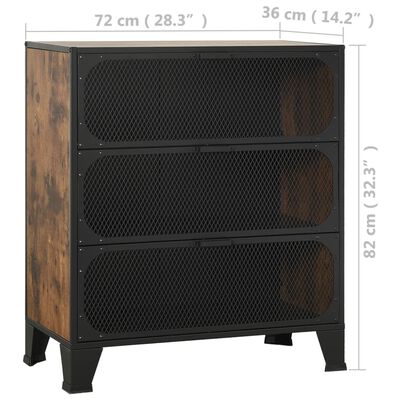 vidaXL Storage Cabinets 2 pcs Rustic Brown 72x36x82 cm Metal and MDF