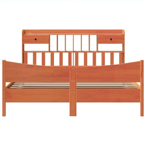 vidaXL Bed Frame without Mattress Wax Brown 200x200 cm Solid Wood Pine