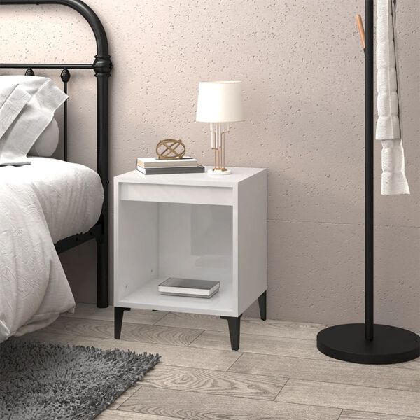 vidaXL Bedside Cabinet High Gloss White 40x35x50 cm