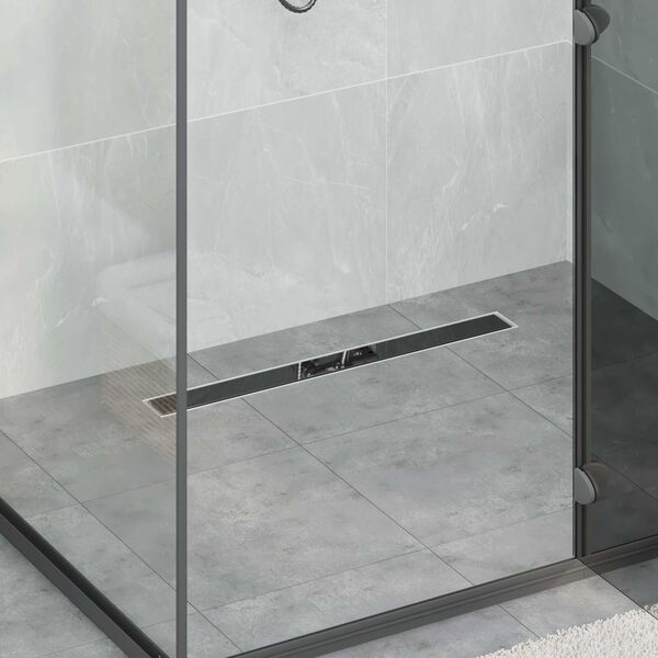 vidaXL Shower Drain Glass Cover with 360&deg; Siphon Black 70 cm