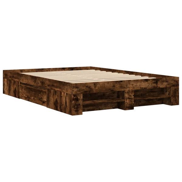 vidaXL Bed Frame without Mattress Smoked Oak 140x190 cm Engineered Wood