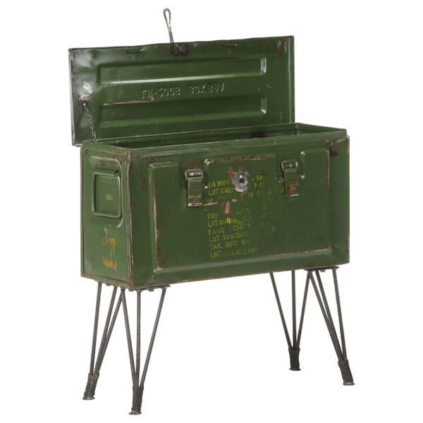 vidaXL Storage Trunk Military Style 68x24x66 cm Iron