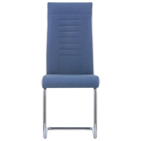 vidaXL Cantilever Dining Chairs 2 pcs Blue Fabric