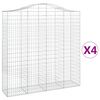 vidaXL Arched Gabion Baskets 4 pcs 200x50x200/220 cm Galvanised Iron