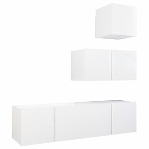 vidaXL 4 Piece TV Cabinet Set White Engineered Wood