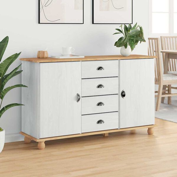 vidaXL Sideboard with Drawer ASKIM 133.5 x 40 x 79 cm Solid pine wood