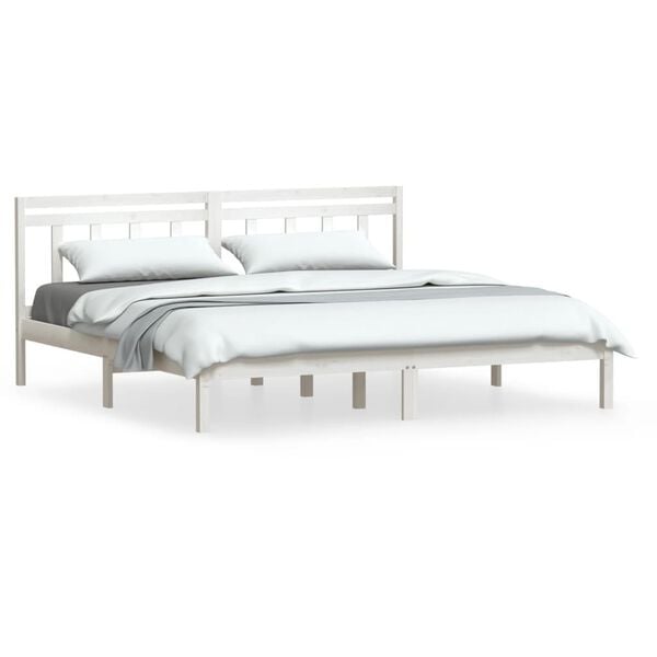 vidaXL Bed Frame without Mattress White Super King Solid Wood