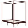 vidaXL Canopy Bed Frame without Mattress Dark Brown Pine Wood 140x200 cm (283271+2x321988)