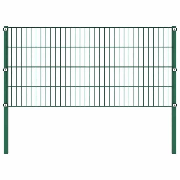 vidaXL Fence Panel with Posts Iron 1212x80 cm Green
