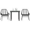 vidaXL 3 Piece Garden Dining Set Black Poly Rattan Glass