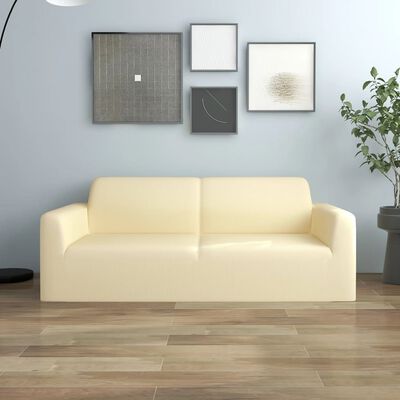 vidaXL 2-Seater Stretch Couch Slipcover Cream Polyester Jersey