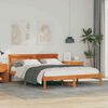 vidaXL Bed Frame with Headboard Wax Brown 140 x 200 cm Solid Pine Wood