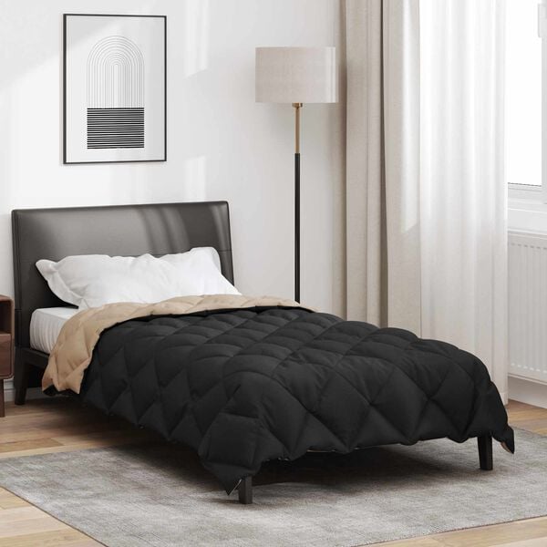 vidaXL Winter Duvet Black and Taupe 200 x 140 cm Microfiber