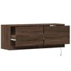 vidaXL TV Wall Cabinet with LED Lights Brown Oak 100x31x35 cm