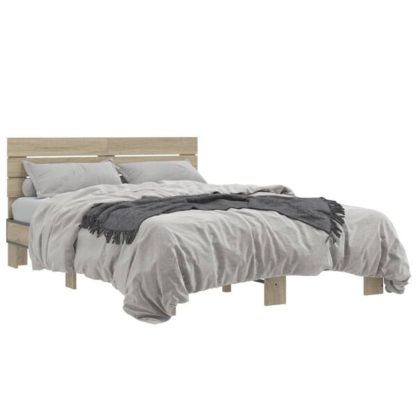 vidaXL Bed Frame without Mattress Sonoma Oak 135x190 cm Double