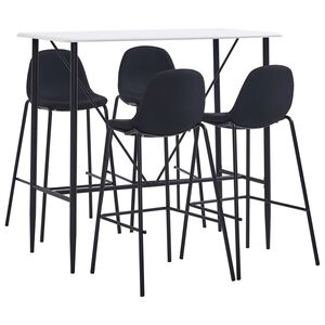 vidaXL Bar Set | White table top, Black legs | MDF with PVC coating