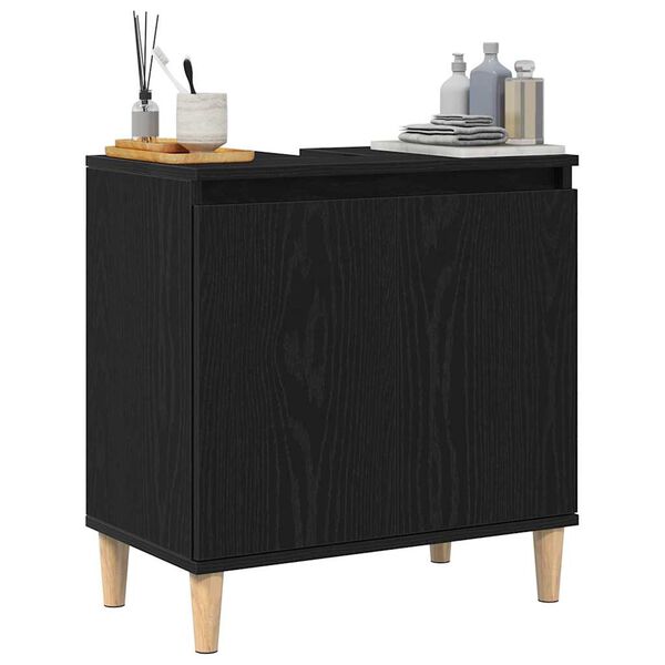 vidaXL Bathroom Sink Cabinet Black Oak 58 x 33 x 60 cm Engineered Wood
