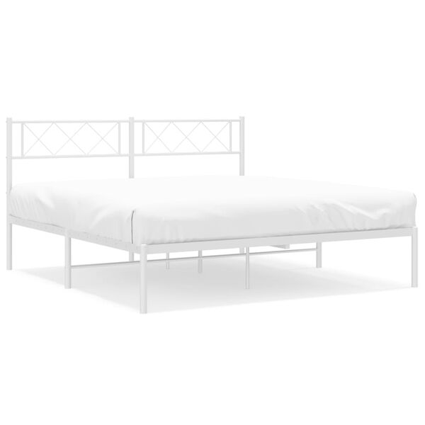 vidaXL Metal Bed Frame without Mattress with Headboard White 120x190cm
