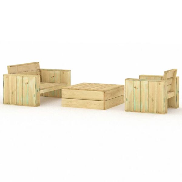 vidaXL 3 Piece Garden Lounge Set Impregnated Solid Wood Pine