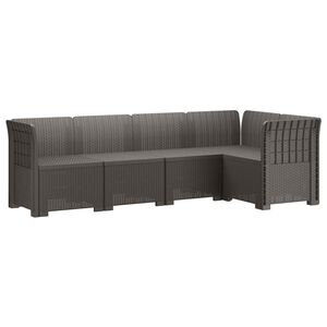 vidaXL 5-Seater Garden Sofa Rattan Look PP Light Grey