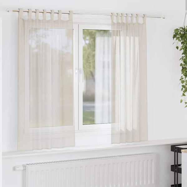 vidaXL Voile Curtains with Tab Top 2 pcs Cream