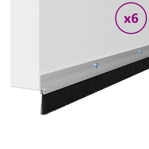 vidaXL Screw-on Door Brush Seals 6 pcs Silver 100 cm Aluminium Alloy