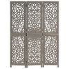 vidaXL Hand carved 3-Panel Room Divider Grey 120x165 cm Solid Mango Wood