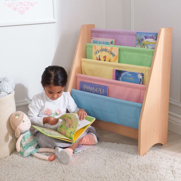 KidKraft Children's Sling Bookshelf Pastel and Nature 60.96 x 29.85 x 71.12 cm