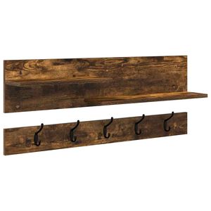 vidaXL Wall-Mounted Coat Rack with Shelf Smoked Oak 90 x 15 x 36 cm