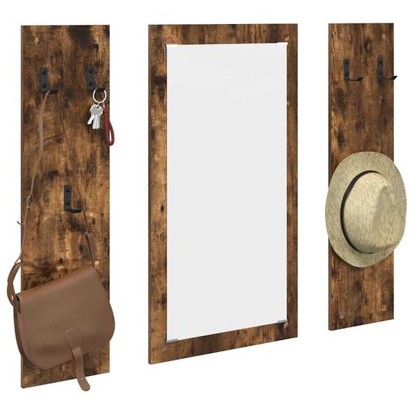 vidaXL Wall-Mounted Coat Rack Wall-mounted Smoked Oak 96 x 1.5 x 90 cm