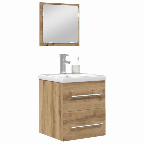 vidaXL Bathroom Furniture Set 2 pcs Black Oak Engineered Wood