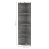 vidaXL Standing Corner Shelf Concrete Grey 40x41.5x180 cm Engineered Wood