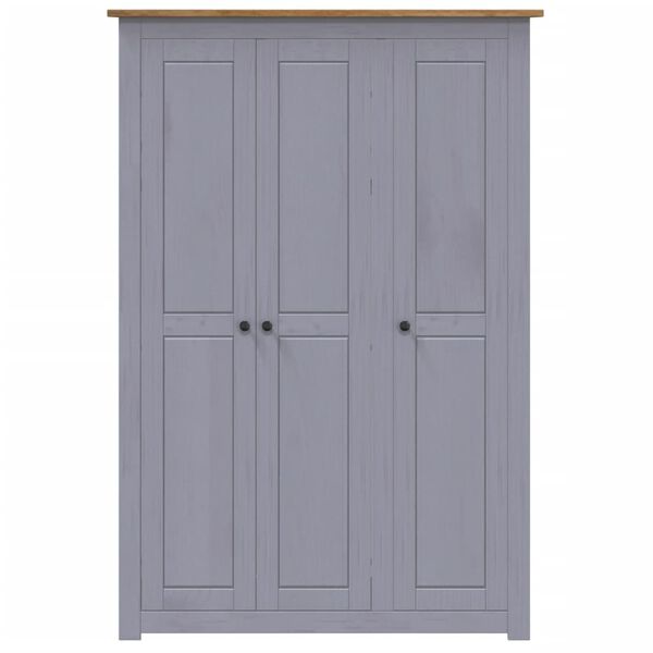 vidaXL 3-Door Wardrobe Grey 118x50x171.5 cm Pine Panama Range