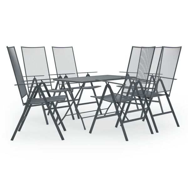 vidaXL 7 Piece Garden Dining Set Steel Anthracite
