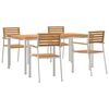 vidaXL Garden Dining Set 5 pcs Solid Teak Wood and Stainless Steel