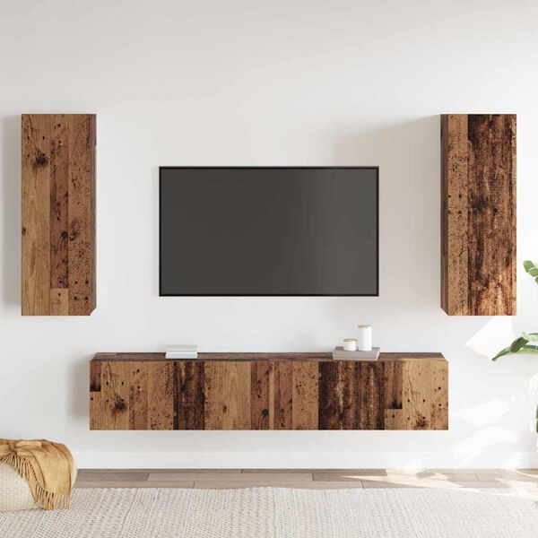 vidaXL Wall Mounted TV cabinets 4 pcs Old Wood Engineered Wood