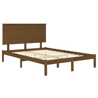 vidaXL Bed Frame Honey Brown Solid Wood 135x190 cm Double
